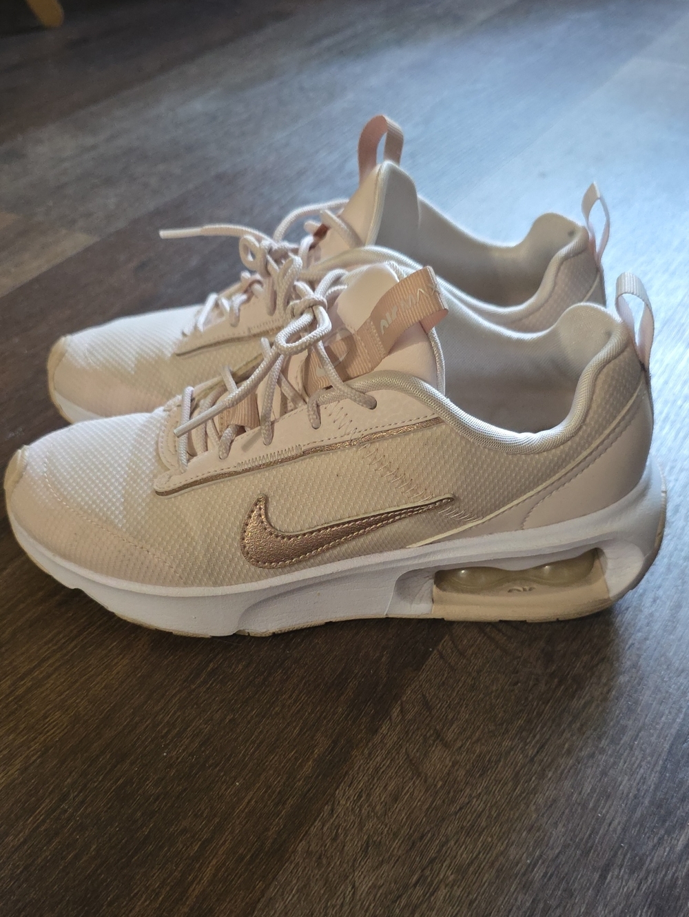 Nike Women’s Light Pink Athletic Sneakers with Rose Gold Swoosh